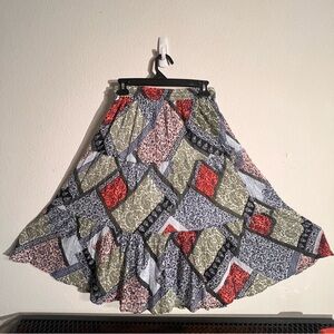 Laura Scott Patchwork Maxi Skirt Women S Cotton Boho Floral Elastic Waist Lined